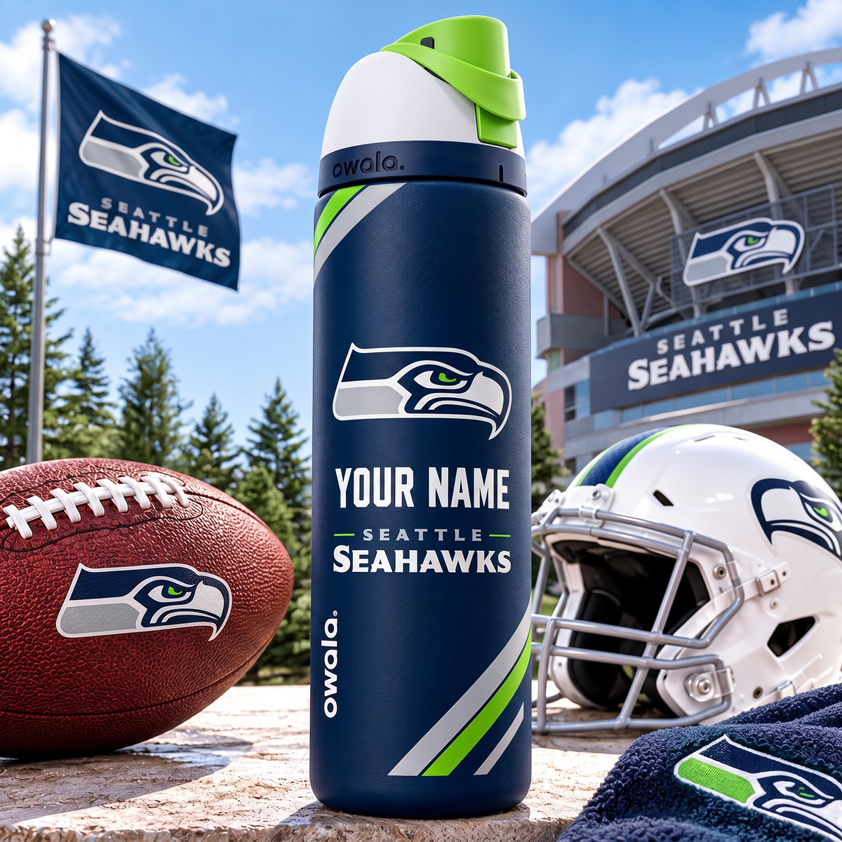 SEA X Premium NFL Owala Water Bottle