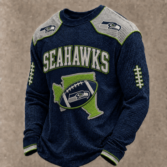 SEA X Premium NFL  Vintage Baseball Stitch Sweatshirt