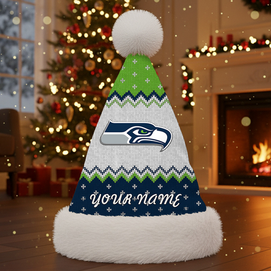 SEA x NFL Personalized Santa Hat Christmas DATND TANTD