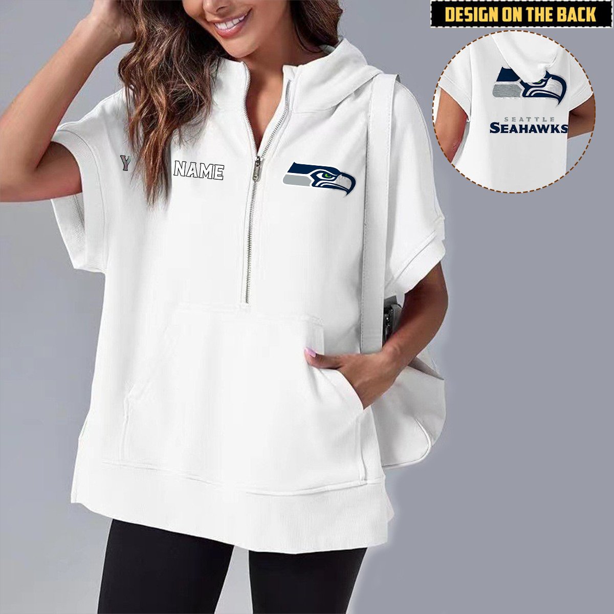 SEA x NFL Short Sleeve Zip Hoodie DATND TANTD