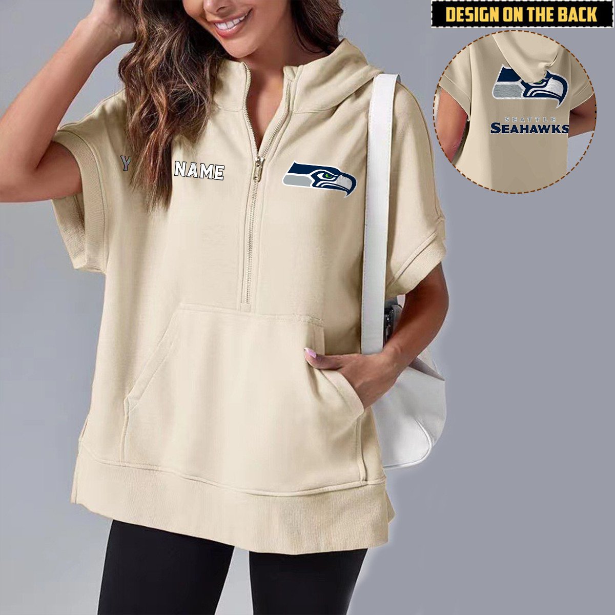SEA x NFL Short Sleeve Zip Hoodie DATND TANTD