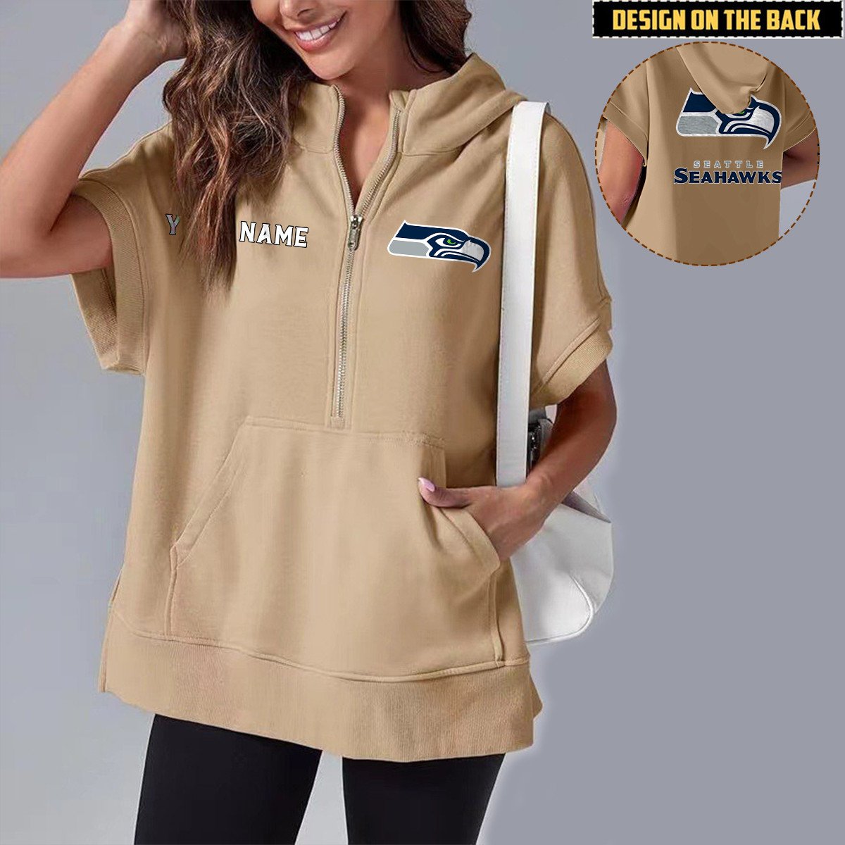 SEA x NFL Short Sleeve Zip Hoodie DATND TANTD