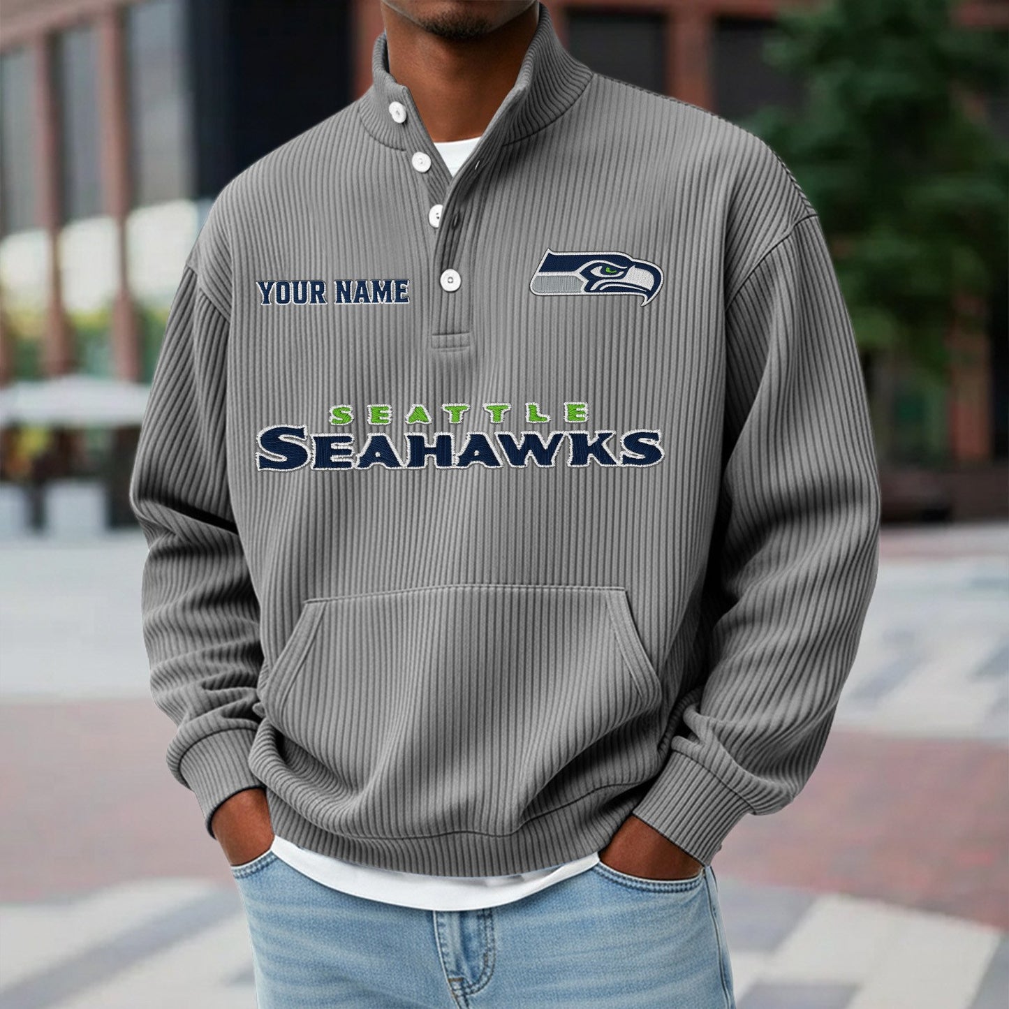 SEA x NFL Waffle High Neck Long Sleeved Sweatshirt DATND TANTD 221125