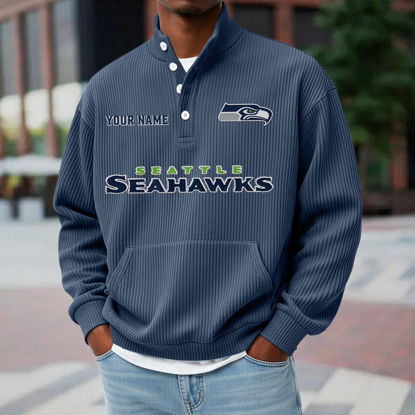 SEA x NFL Waffle High Neck Long Sleeved Sweatshirt DATND TANTD 221125