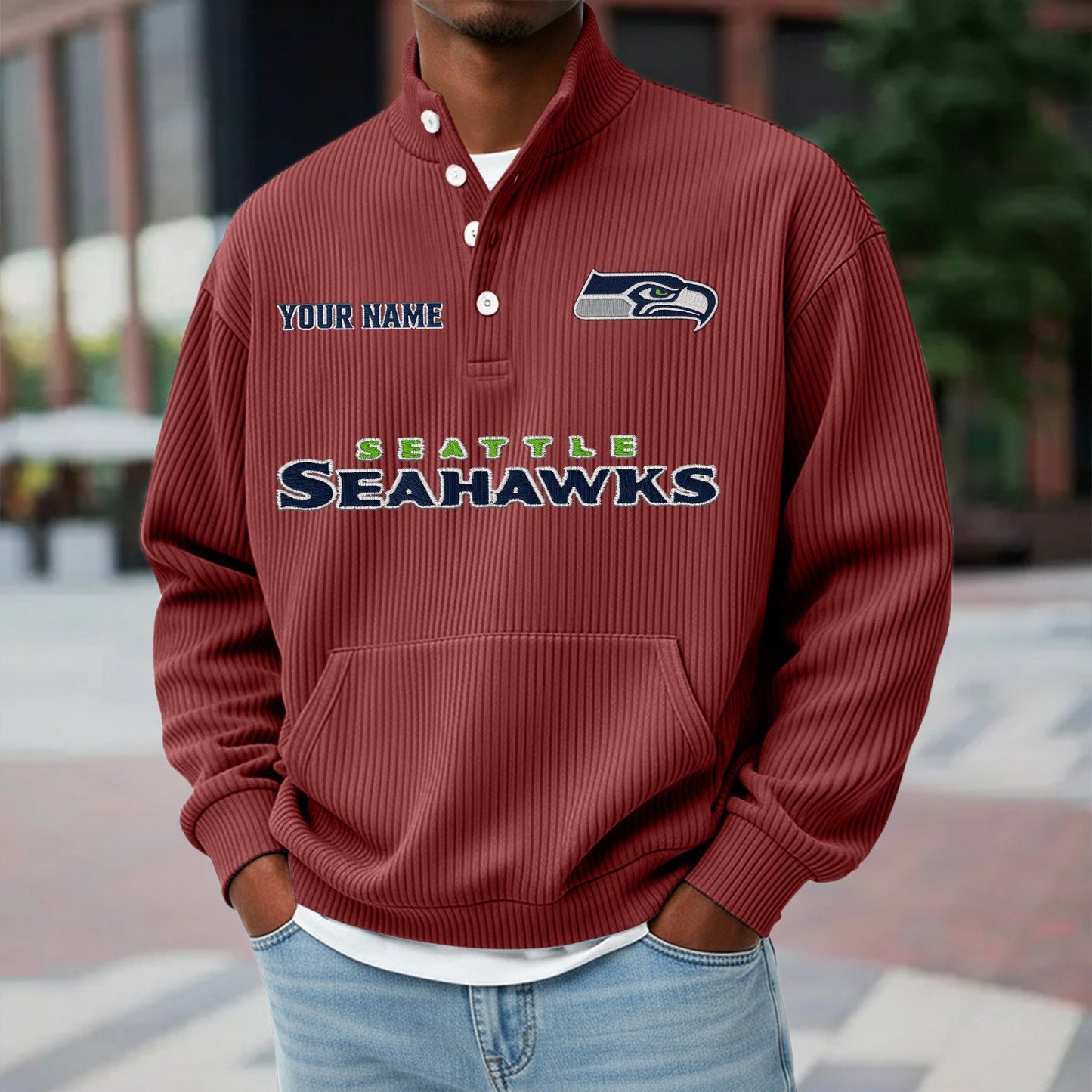 SEA x NFL Waffle High Neck Long Sleeved Sweatshirt DATND TANTD 221125