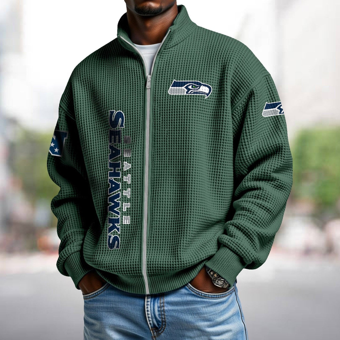 SEA x NFL Waffle Zip-Up Sweatshirt DATND TANTD