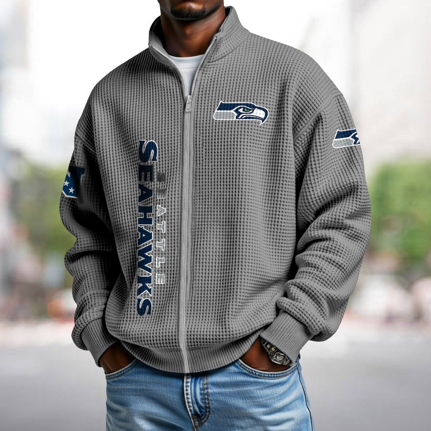 SEA x NFL Waffle Zip-Up Sweatshirt DATND TANTD