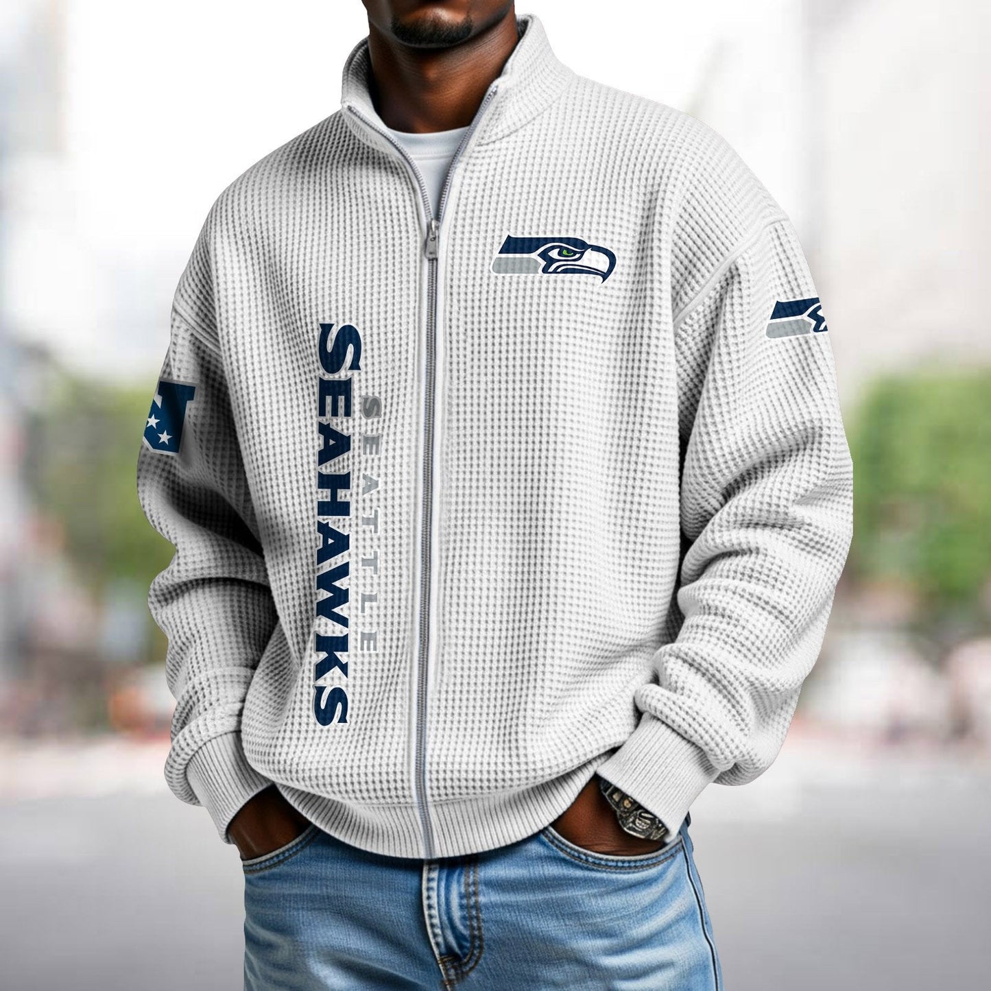 SEA x NFL Waffle Zip-Up Sweatshirt DATND TANTD