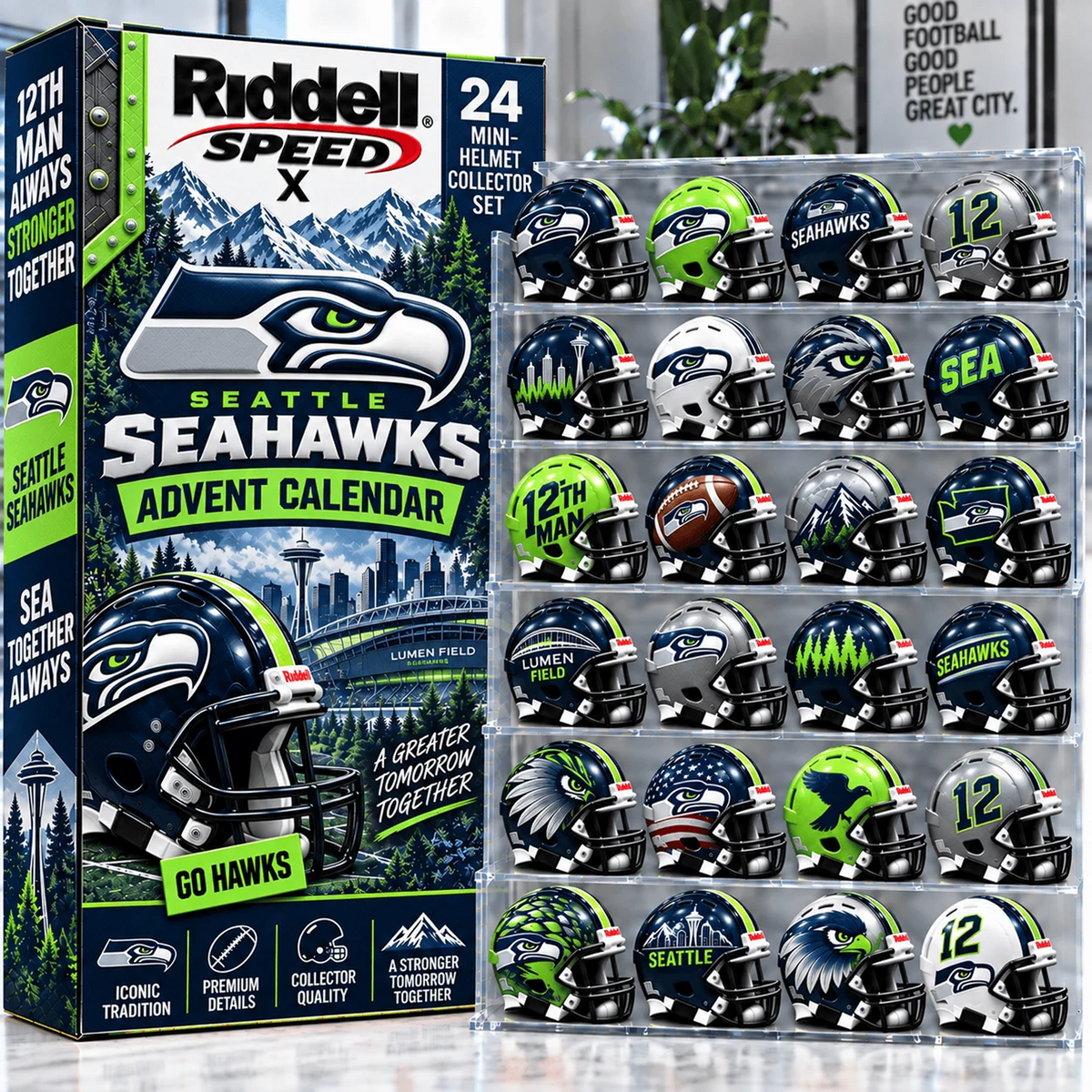 SEA x Premium NFL Mini Helmet Advent Calendar