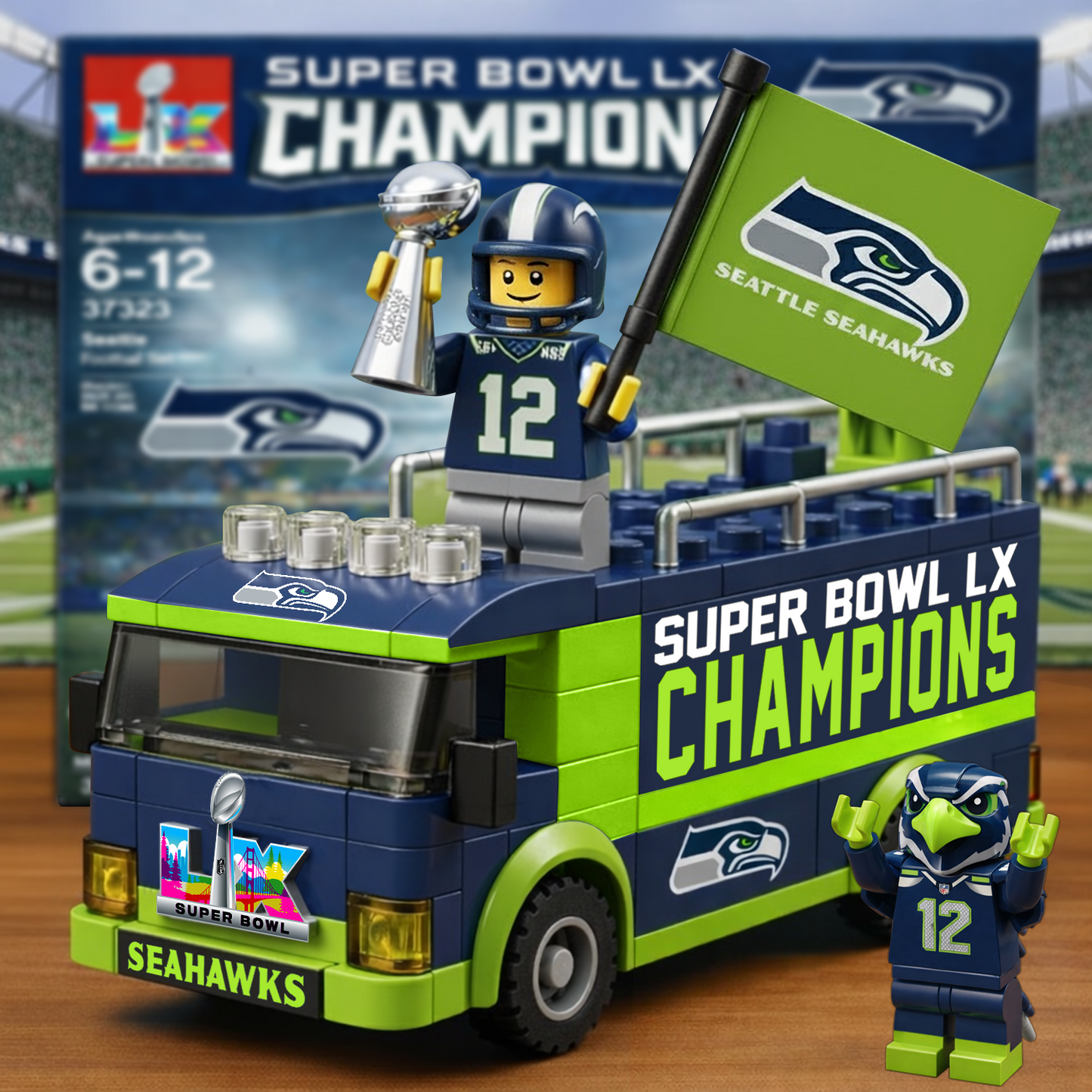 SEA x NFL Building Blocks Bus Toy Set DatND DVT