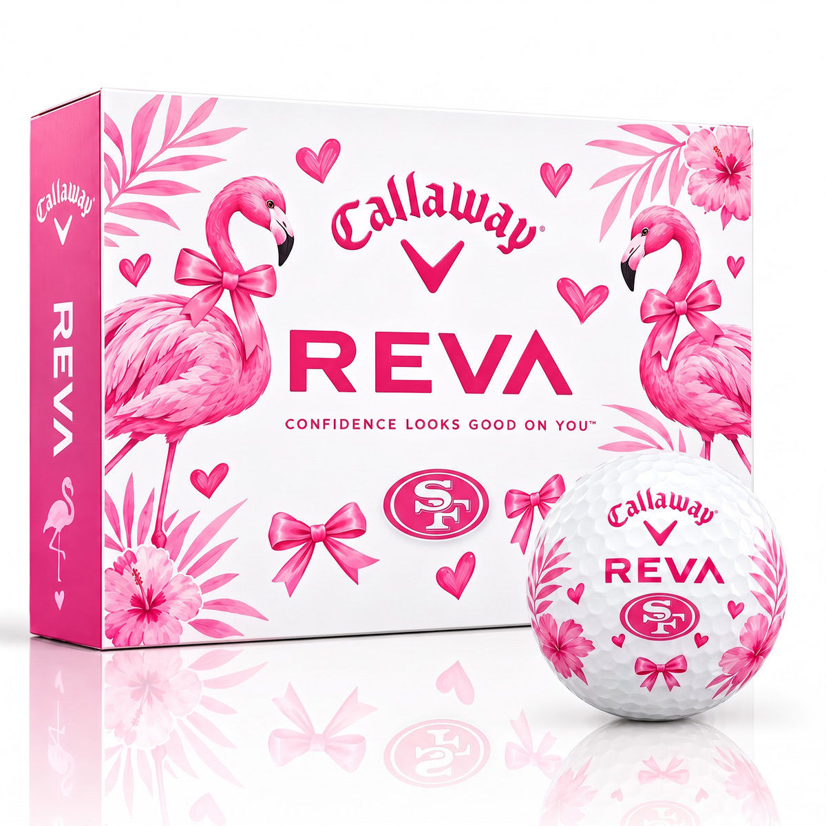 SF X Callaway REVA NFL Tropical Pink Bow Golf Ball Set for Her