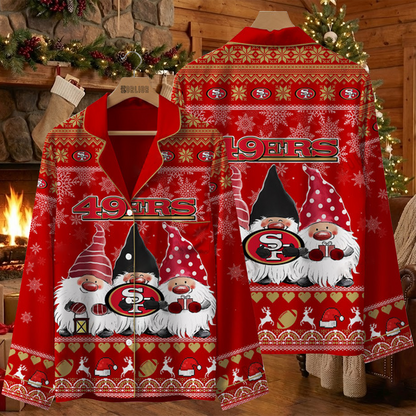 SF X NFL Unique 3 Gnomes Art Design For The 2025 Holiday Season Satin Pajamas Set