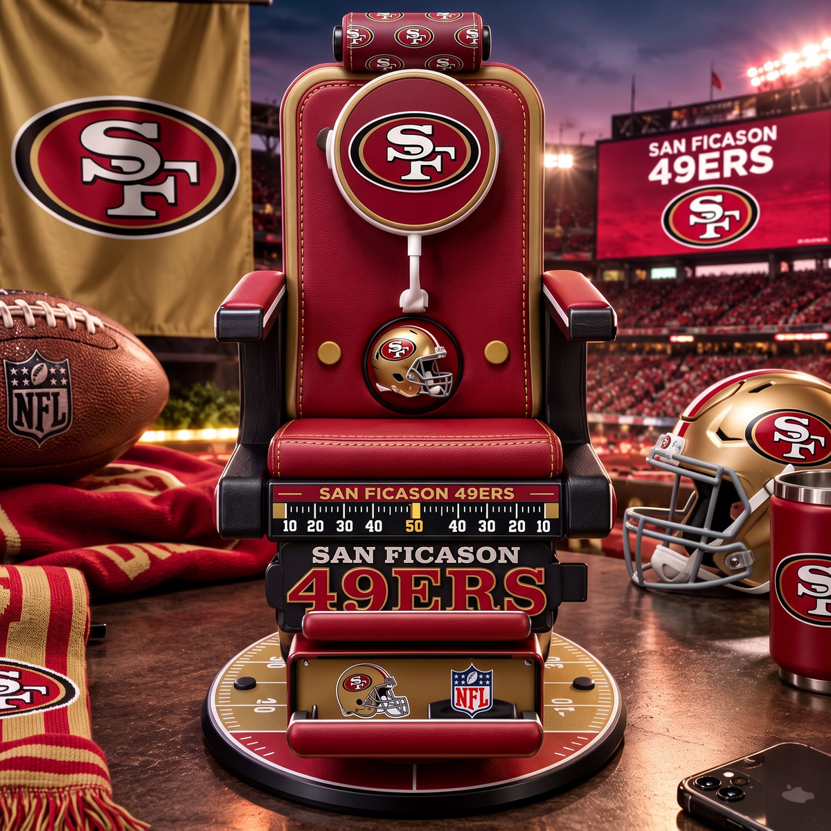 SF X Personalized NFL Fan Barber Chair Desk Phone Stand