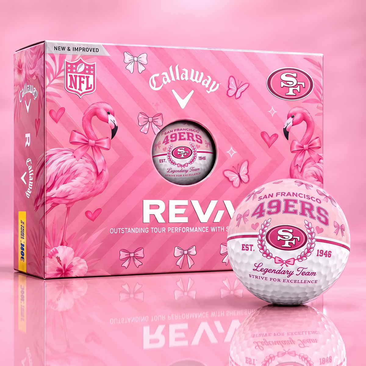 SF x Custom NFL Pink Coquette Ladies Golf Balls