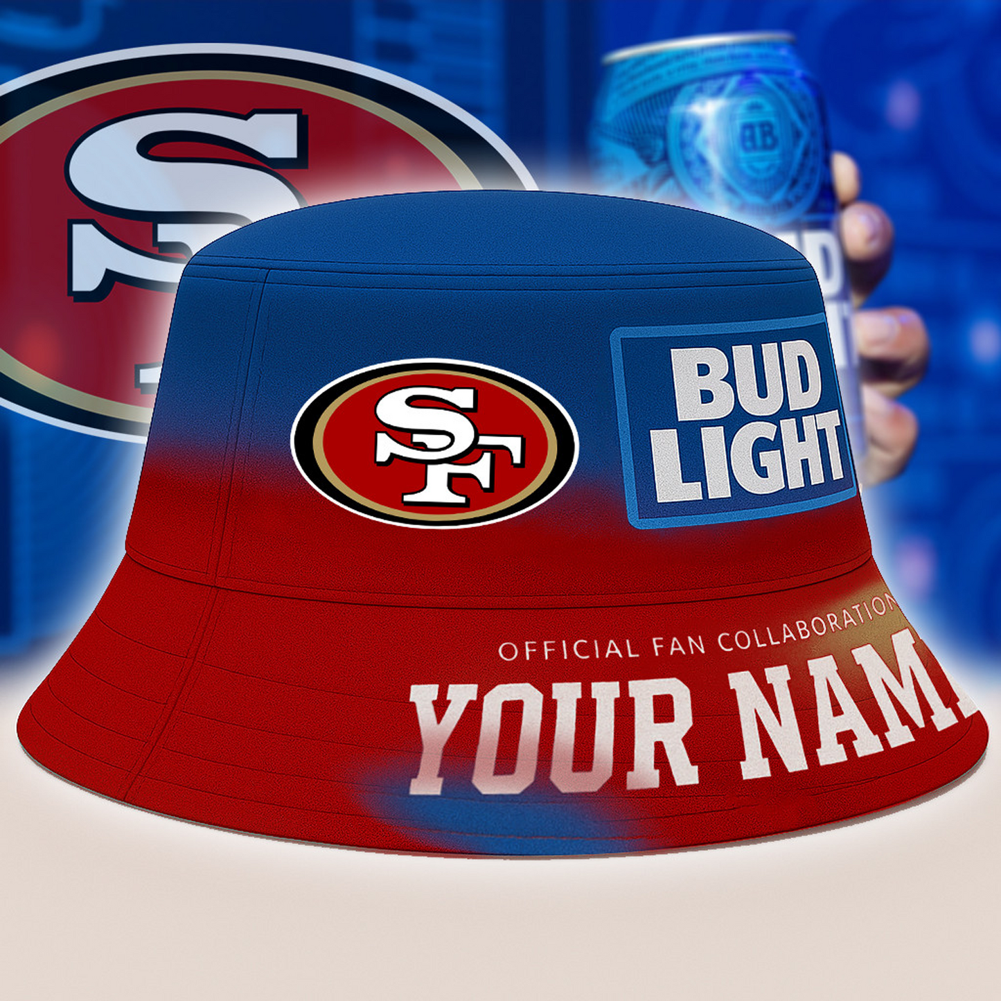 SF x NFL Bud Light Personalized Bucket Hat DATND TANTD