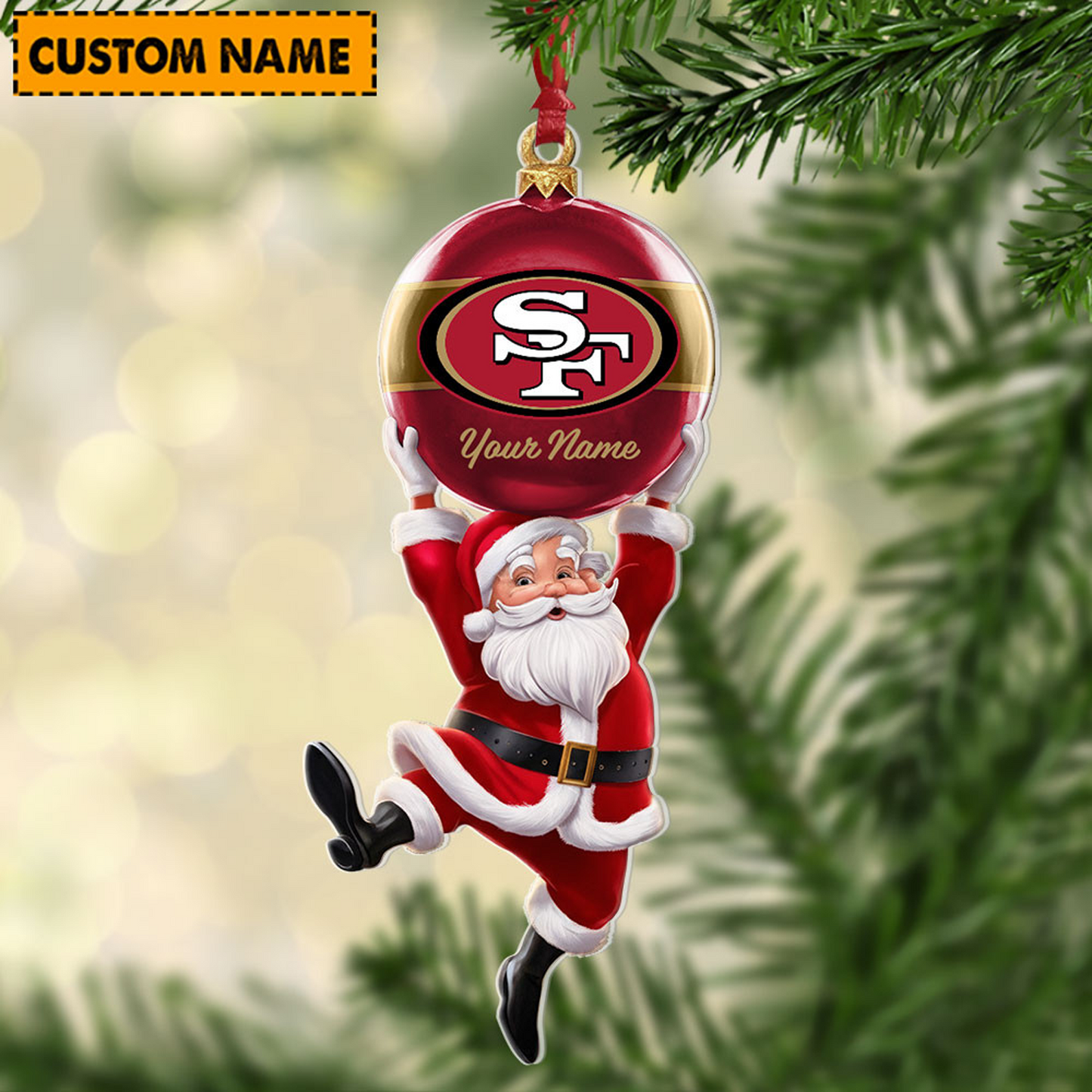 SF x Personalized NFL Acrylic Ornament Christmas DATND TANTD