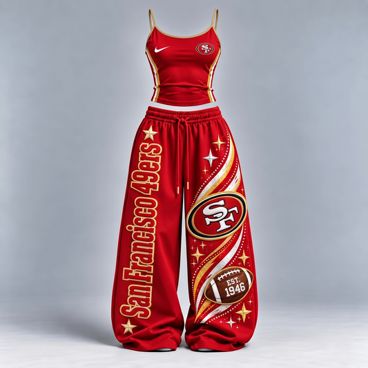 SF x Premium NFL Sports-Inspired Cami & Wide-Leg Pants Set