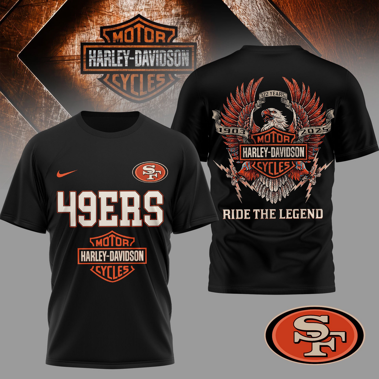 SF49 Premium NFL 122 Year Motorcycle 3D Shirt DDT NTL