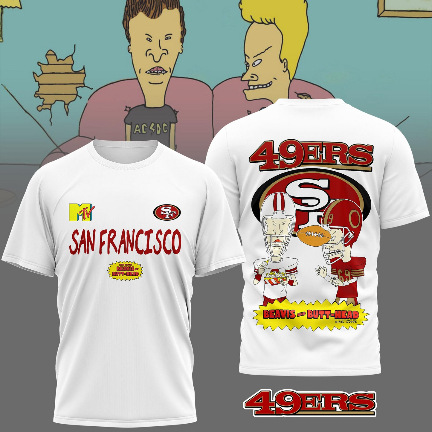 SF49 Premium NFL Funny Beavis and Butt-Head Shirt DDT NTL