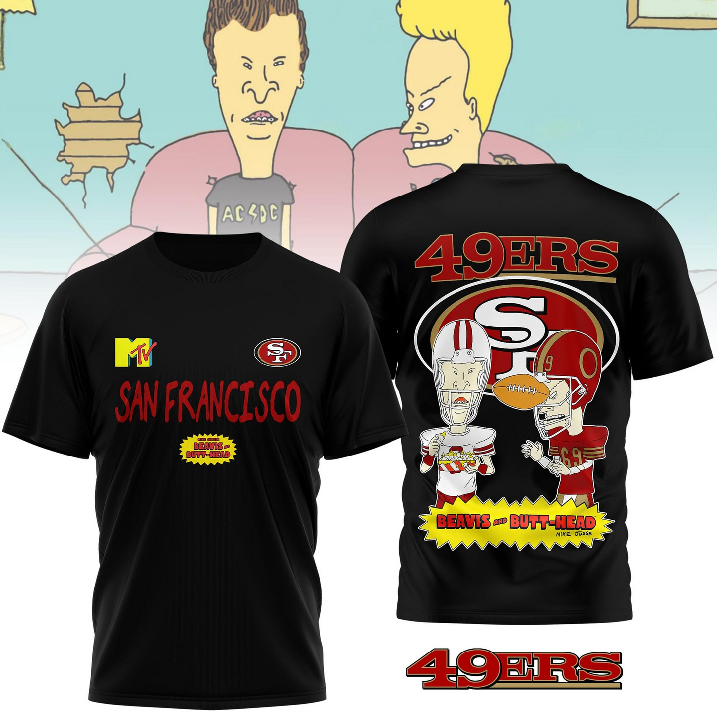 SF49 Premium NFL Funny Beavis and Butt-Head Shirt DDT NTL
