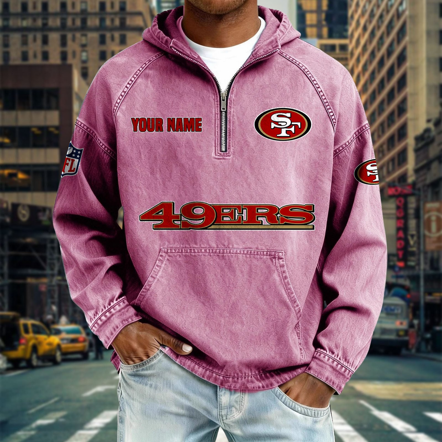 SF49 x NFL Denim Long - Sleeved Hooded Sweatshirt DDT NTL