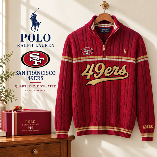 PREMIUM NFL X SF EXCLUSIVE POLO RALPH LAUREN QUATER-ZIP SWEATER SHIRT LIMITED EDITION