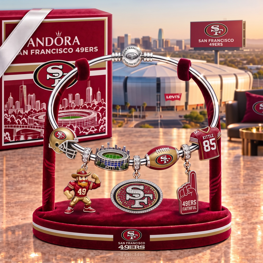 SF x Personalized NFL Pandora Style Charm Bracelet Gift Set 1409
