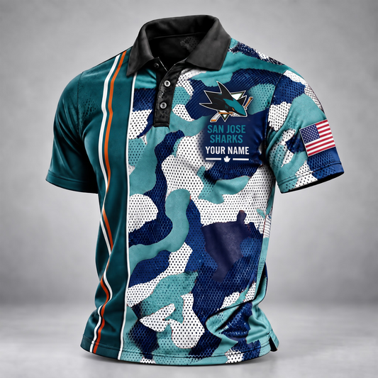 SJS x NHL x USVeteran Premium Personalized Polo Shirt