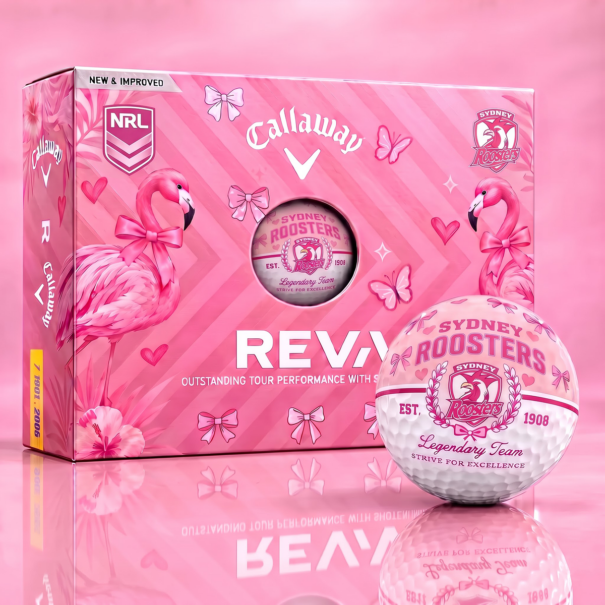 SR x Custom NRL Pink Coquette Ladies Golf Balls