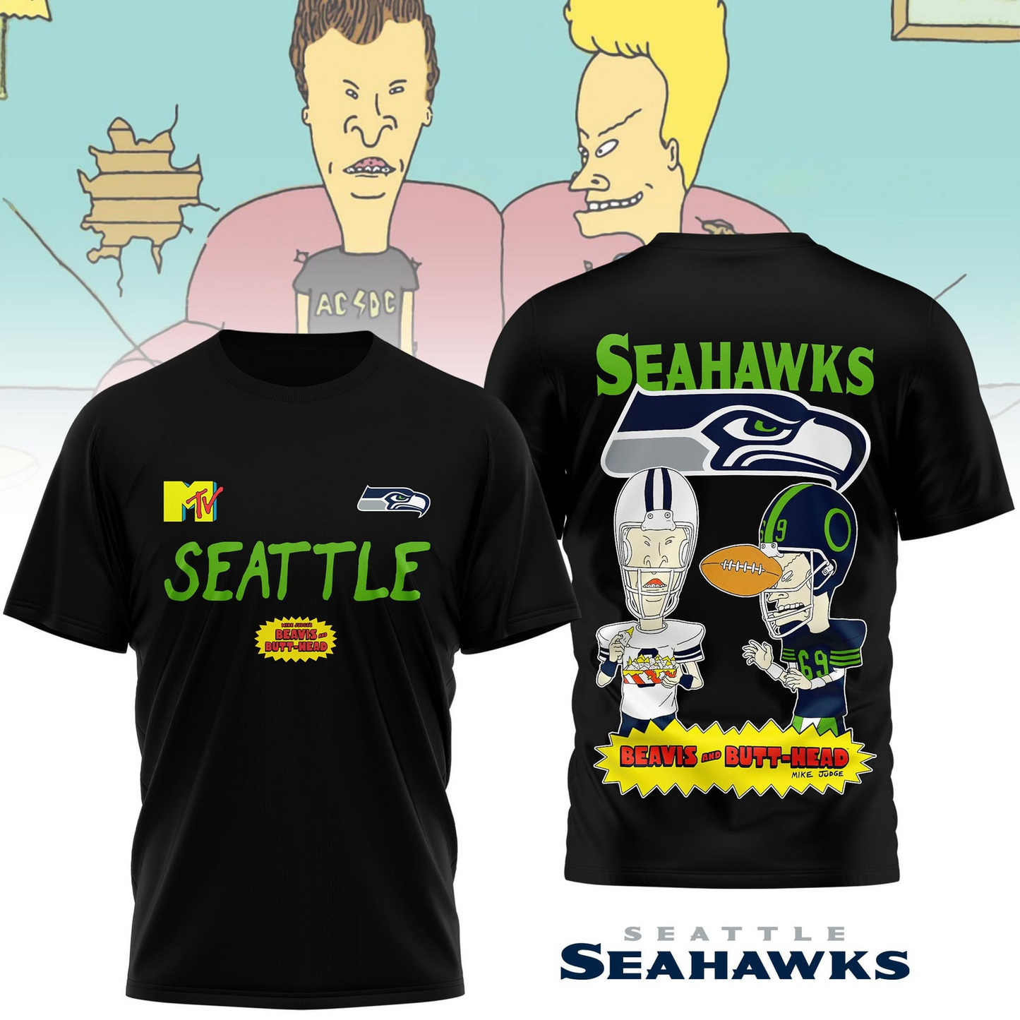 SS Premium NFL Funny Beavis and Butt-Head Shirt DDT NTL