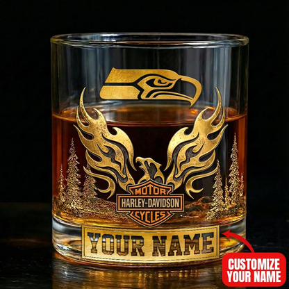 SS Premium NFL Motorcycle Personalized Whiskey Glass DDT NTL