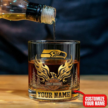 SS Premium NFL Motorcycle Personalized Whiskey Glass DDT NTL
