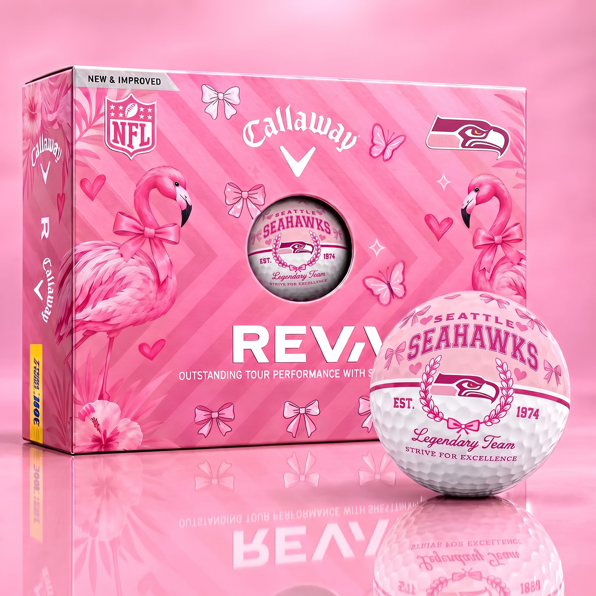 SS x Custom NFL Pink Coquette Ladies Golf Balls