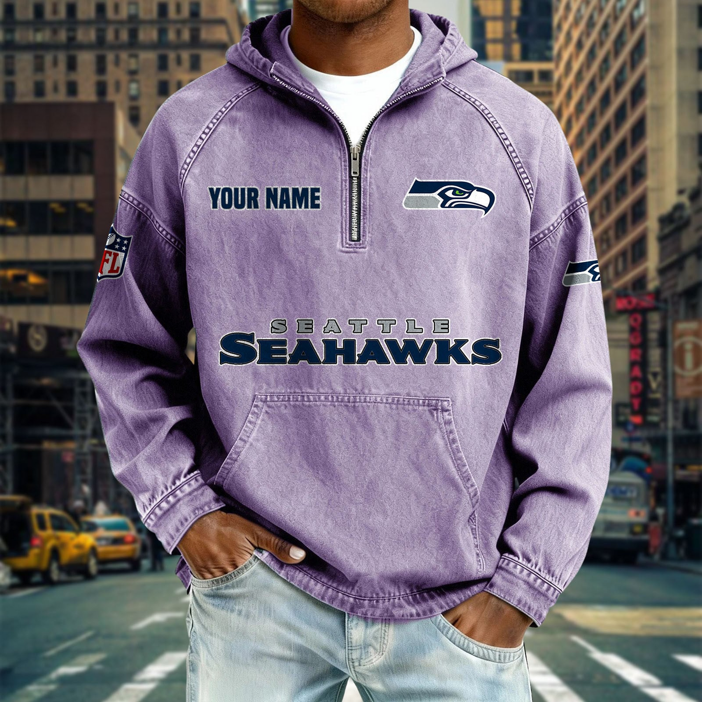 SS x NFL Denim Long - Sleeved Hooded Sweatshirt DDT NTL