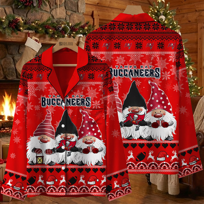 TB X NFL Unique 3 Gnomes Art Design For The 2025 Holiday Season Satin Pajamas Set
