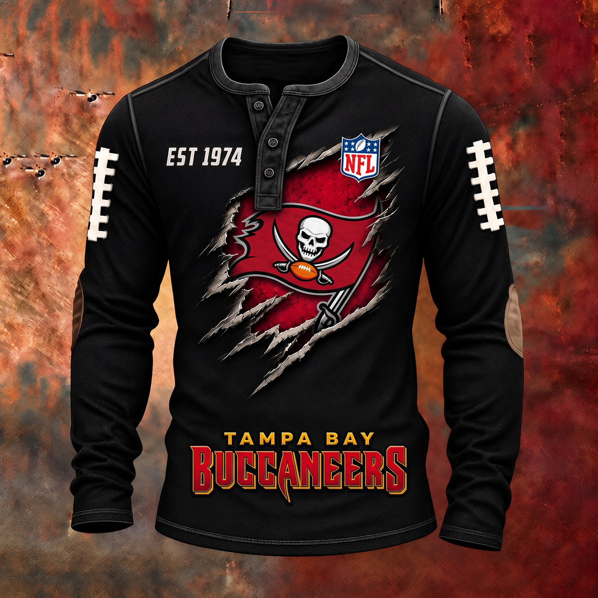 TB X PREMIUM NFL Distressed Long Sleeve Jersey 1709 V2