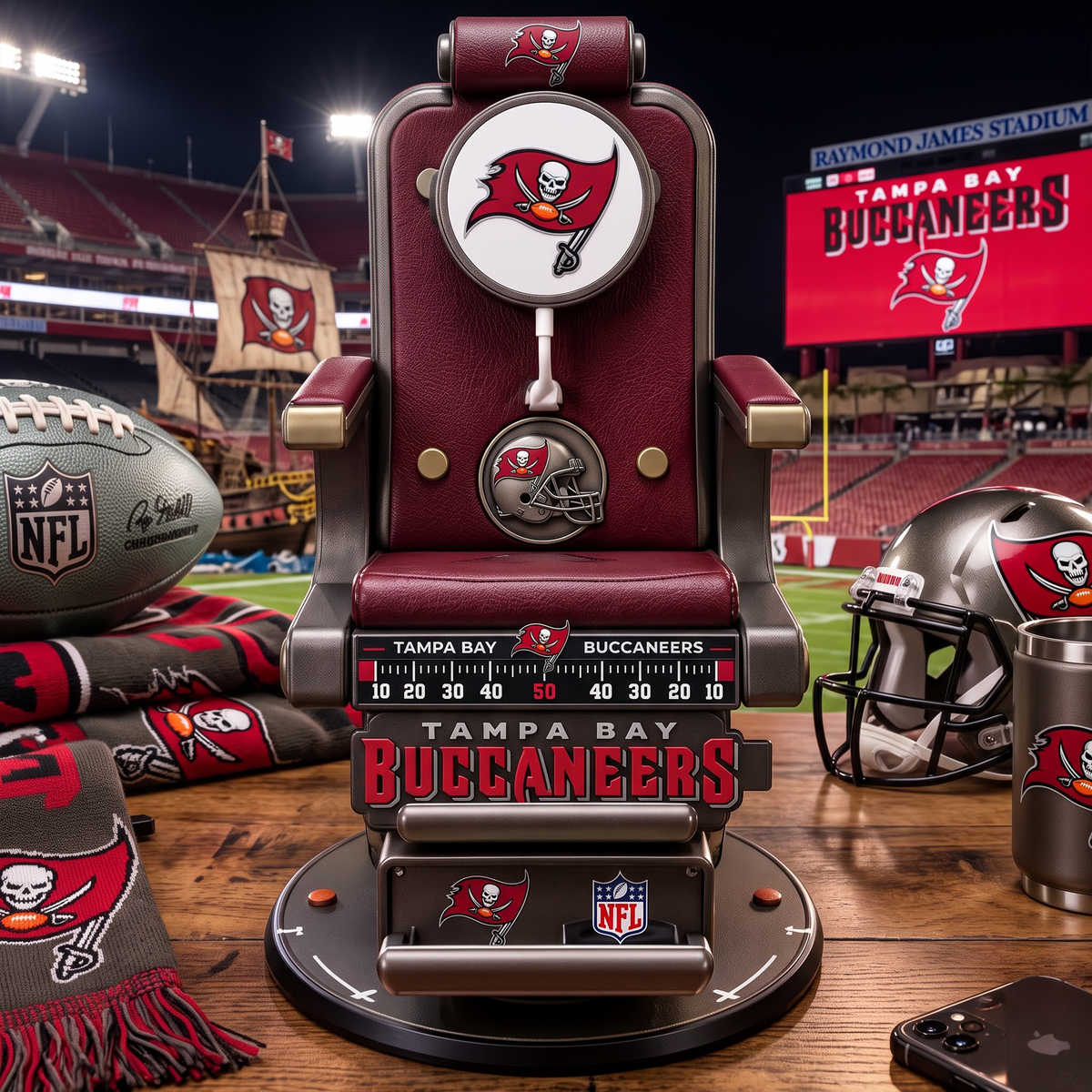TB X Personalized NFL Fan Barber Chair Desk Phone Stand