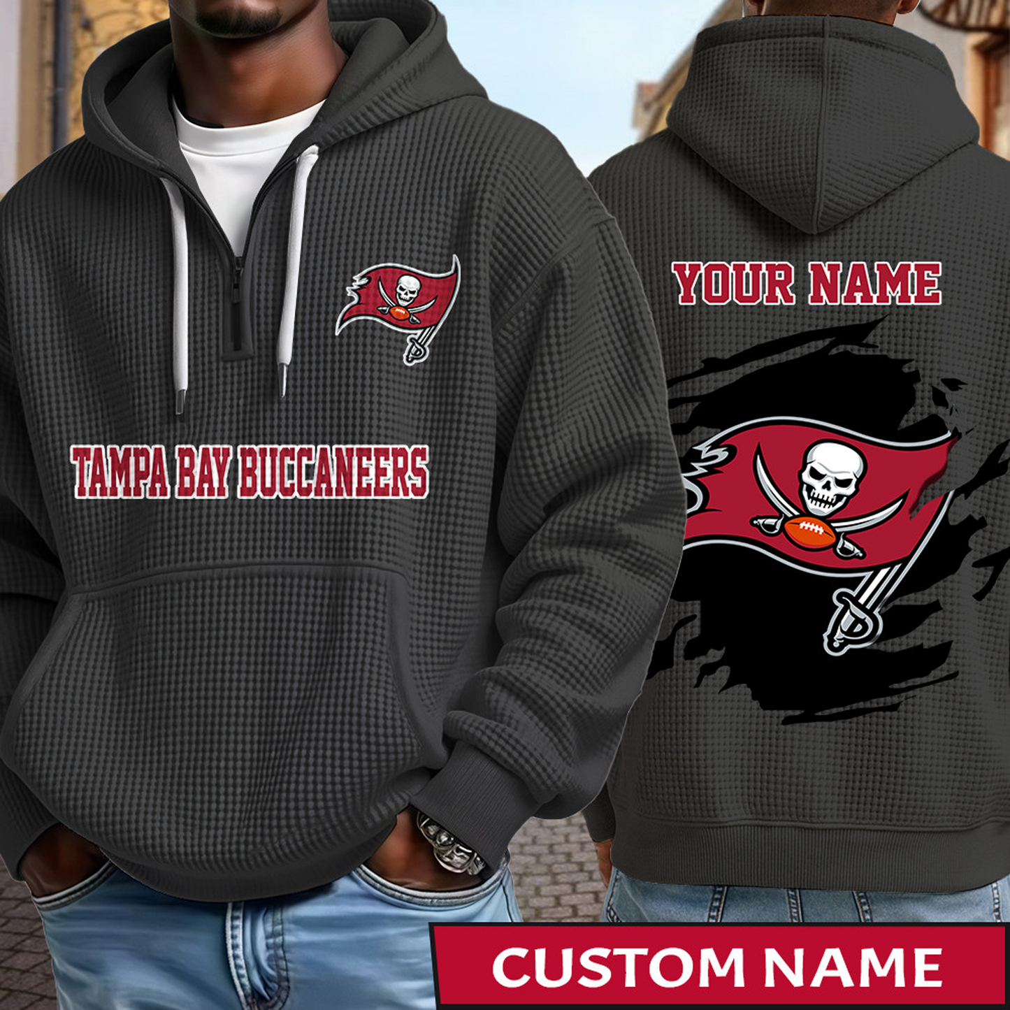 TB x NFL Waffle Half Zip Hoodie DATND TANTD