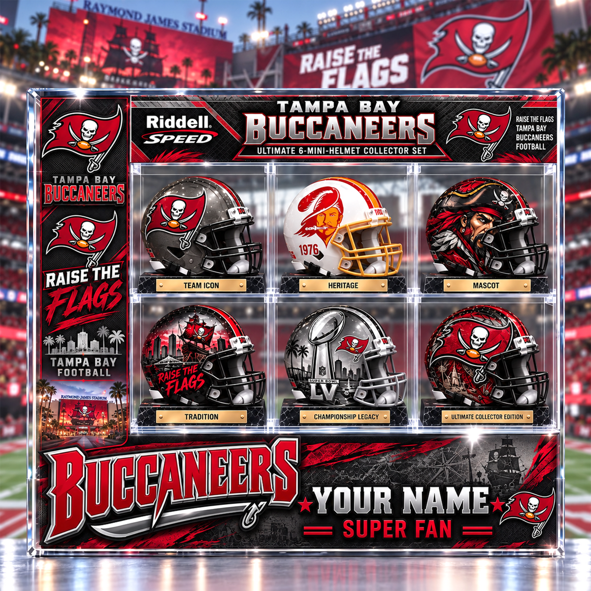TBB x Custom NFL Team Riddell Speed Ultimate 6-Mini-Helmet Collector Set