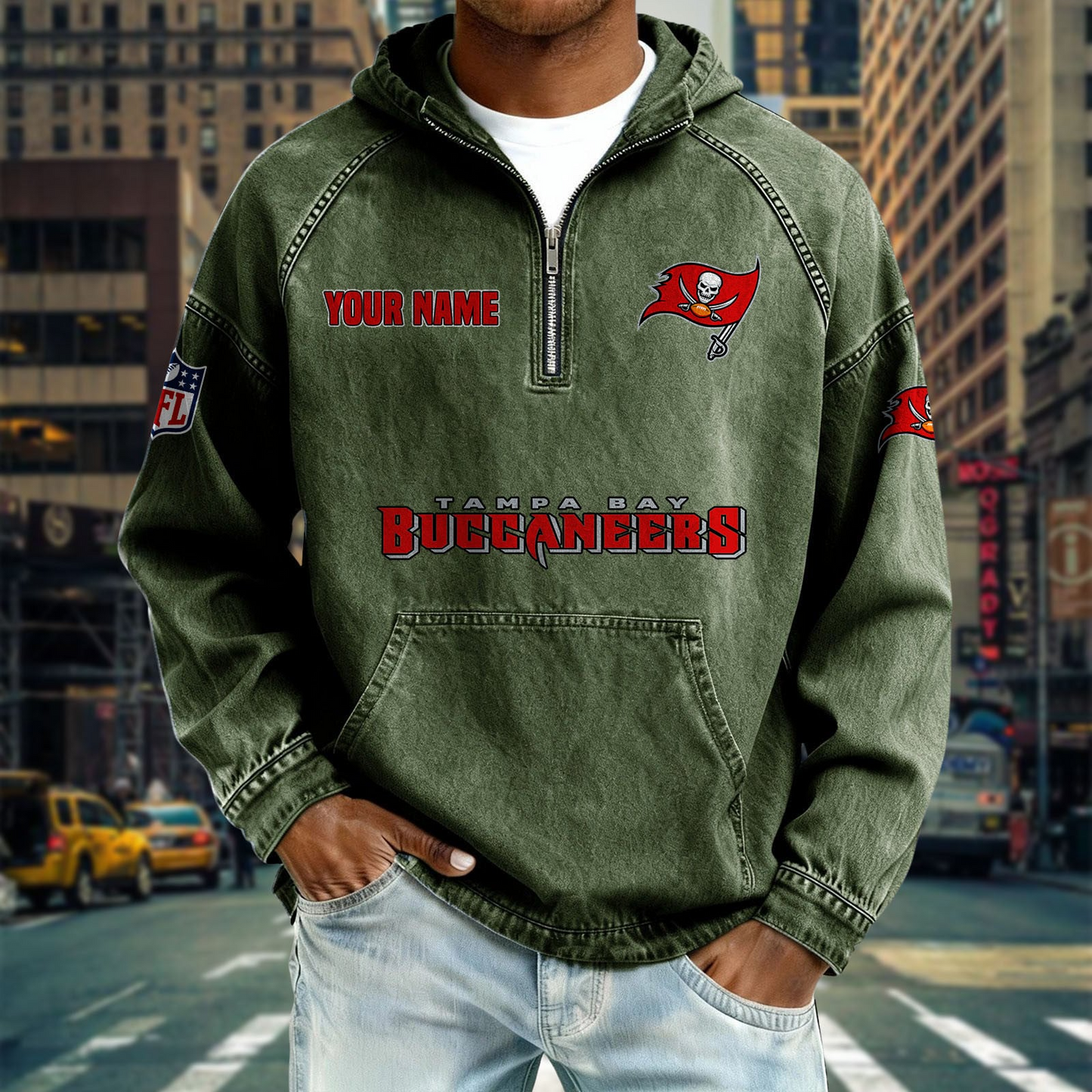 TBB x NFL Denim Long - Sleeved Hooded Sweatshirt DDT NTL
