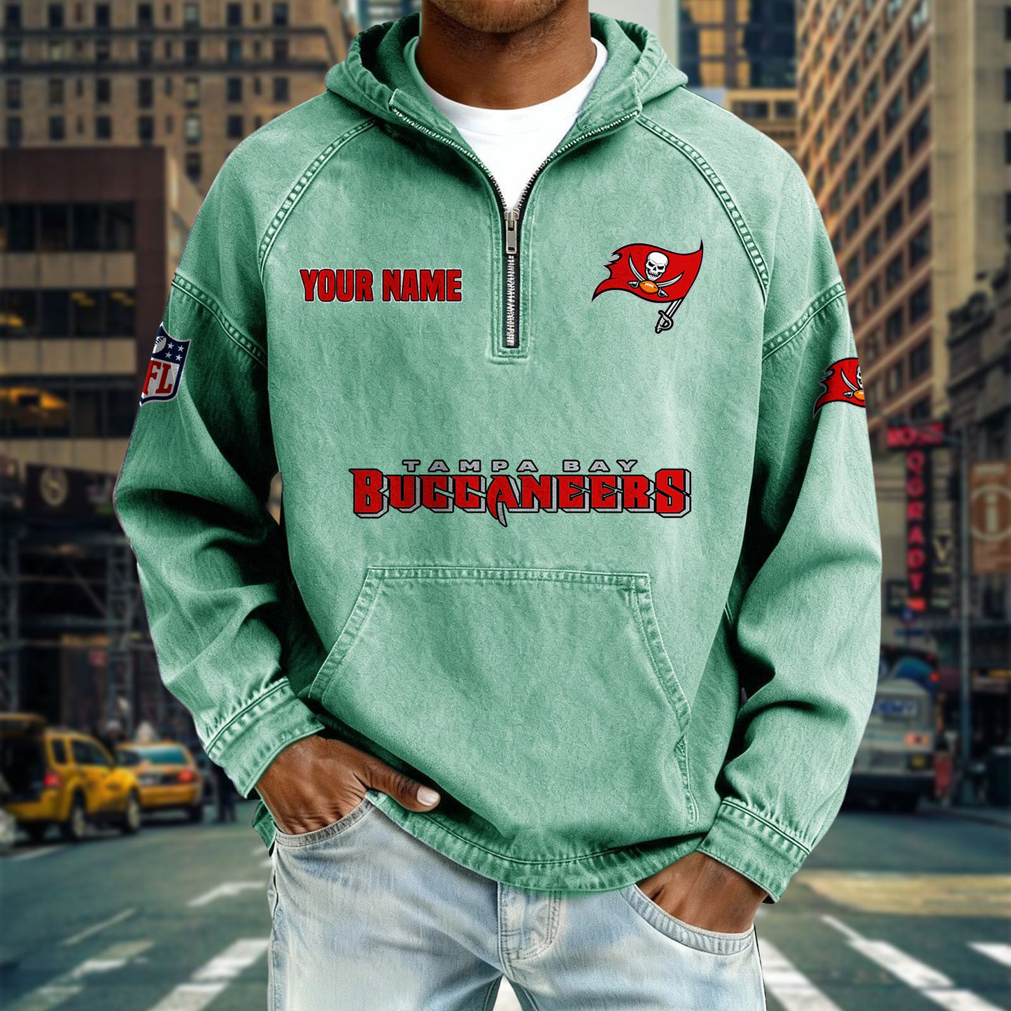TBB x NFL Denim Long - Sleeved Hooded Sweatshirt DDT NTL