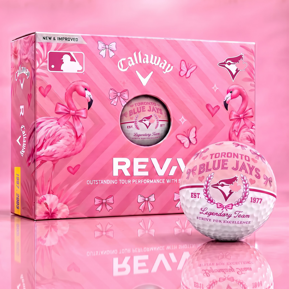 TBJ x Custom MLB Pink Coquette Ladies Golf Balls
