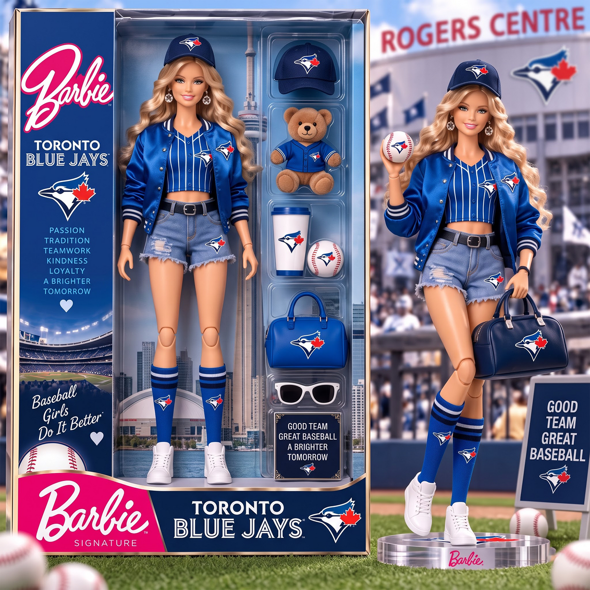 TBJ x Personalized MLB Barbie Acrylic Block Plaque Figure Set