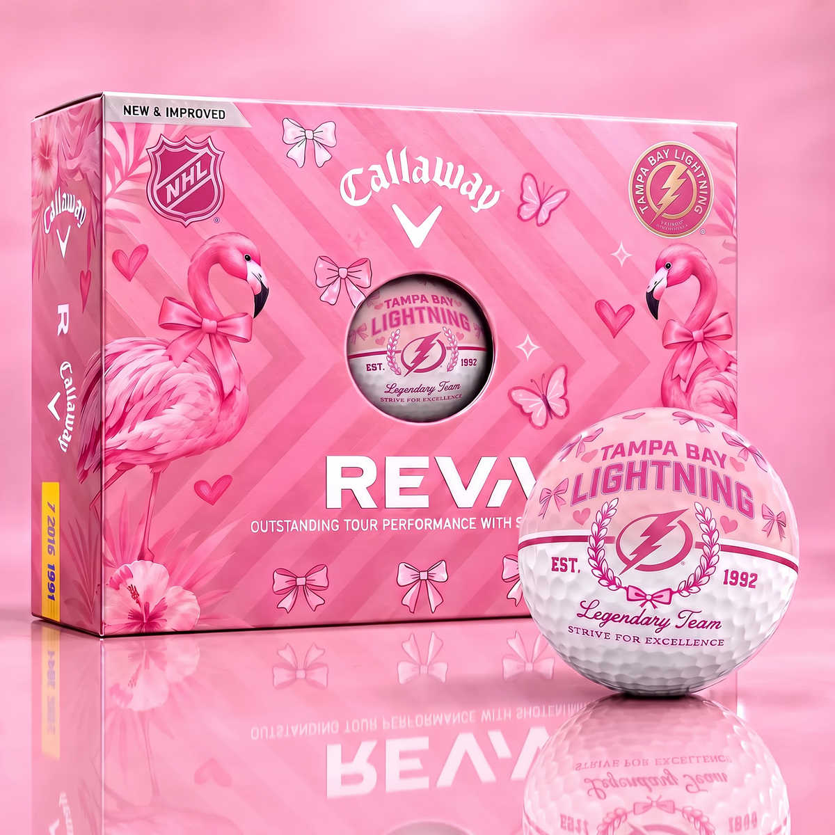 TBL x Custom NHL Pink Coquette Ladies Golf Balls