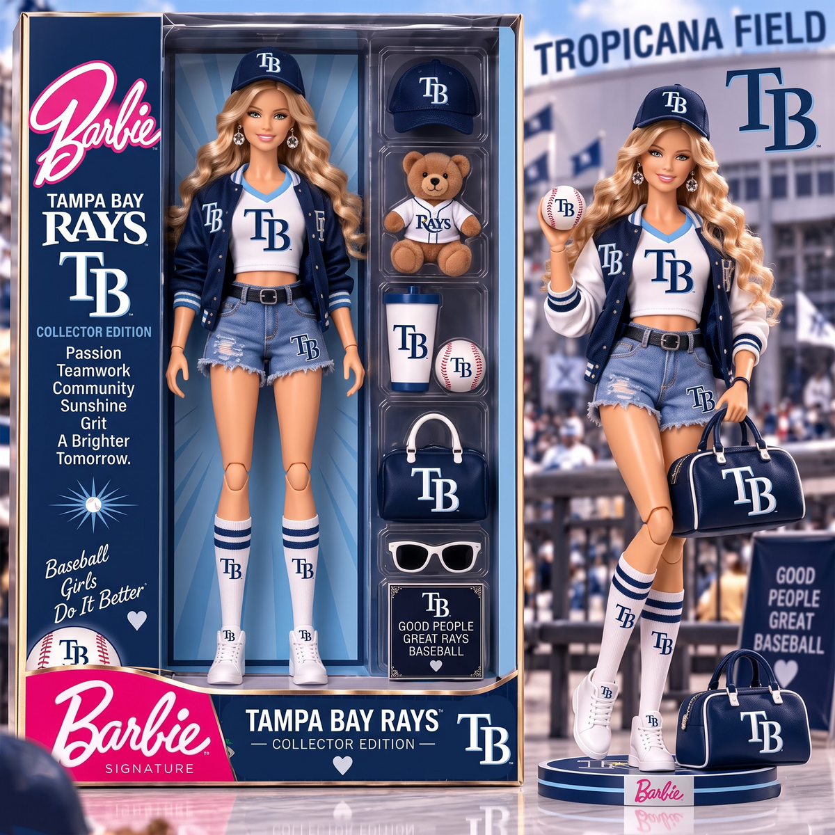 TBR x Personalized MLB Barbie Acrylic Block Plaque Figure Set