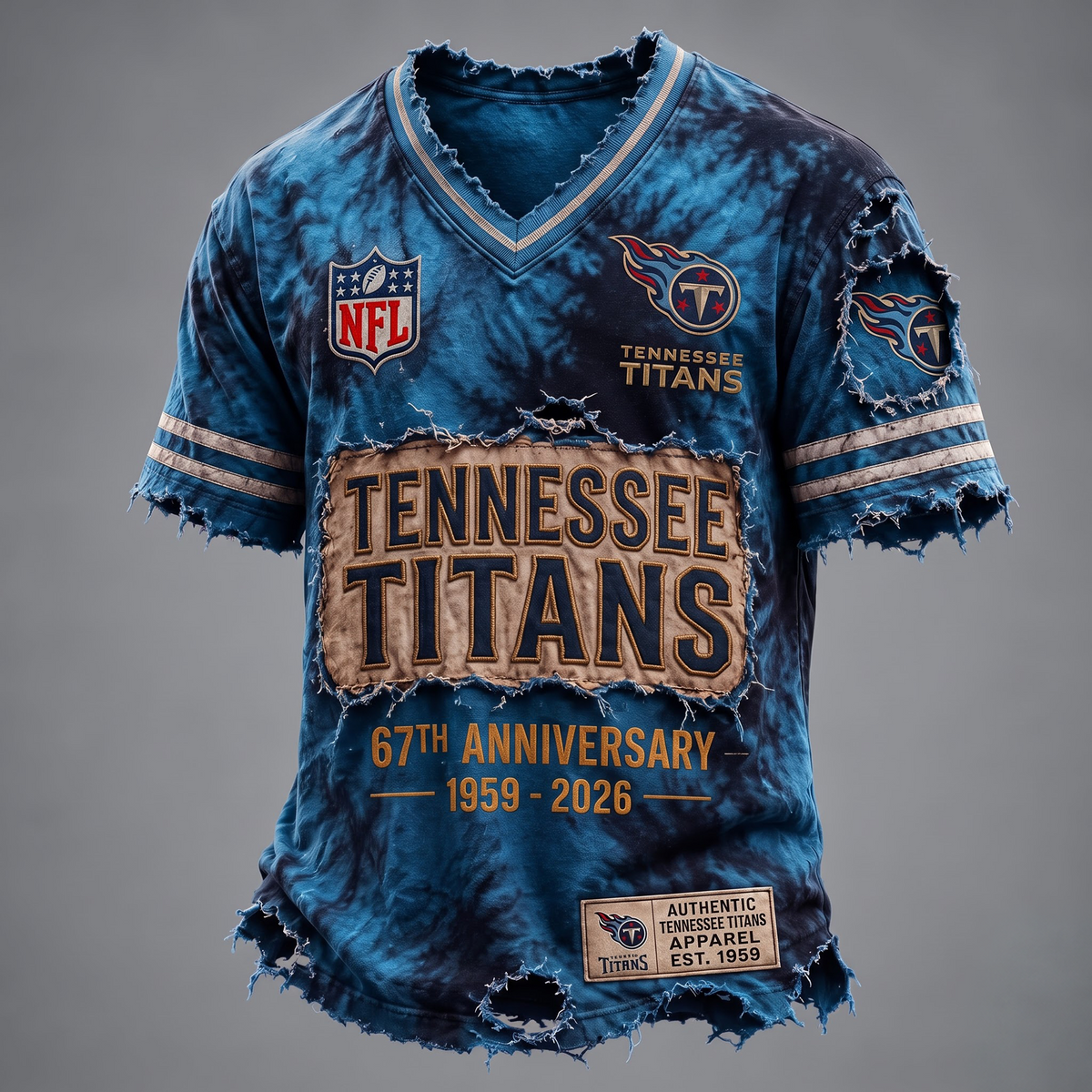 TEN X Custom Football Fan Distressed V-Neck Shirt