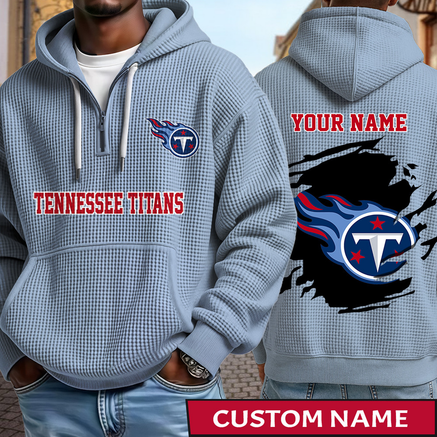 TEN x NFL Waffle Half Zip Hoodie DATND TANTD