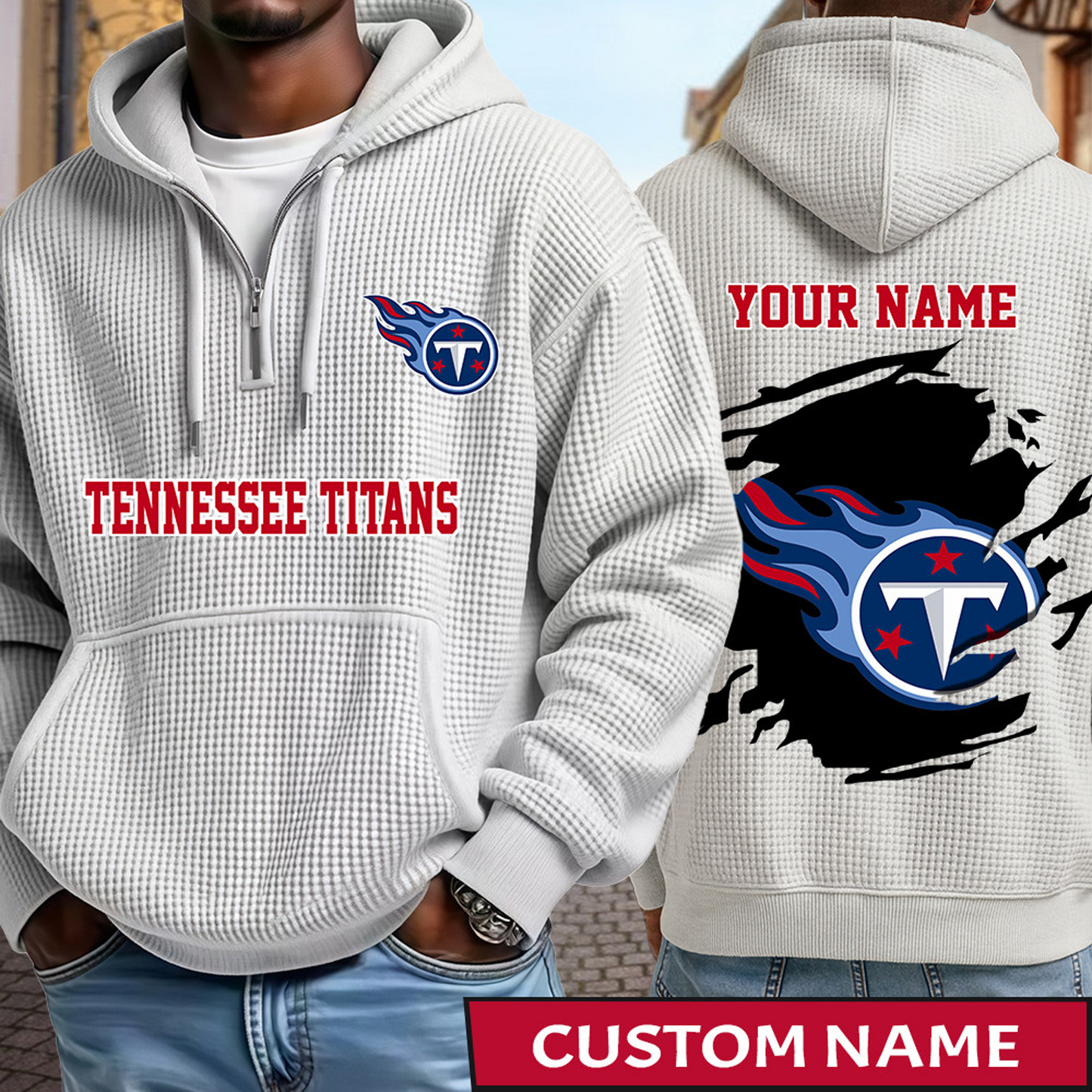 TEN x NFL Waffle Half Zip Hoodie DATND TANTD