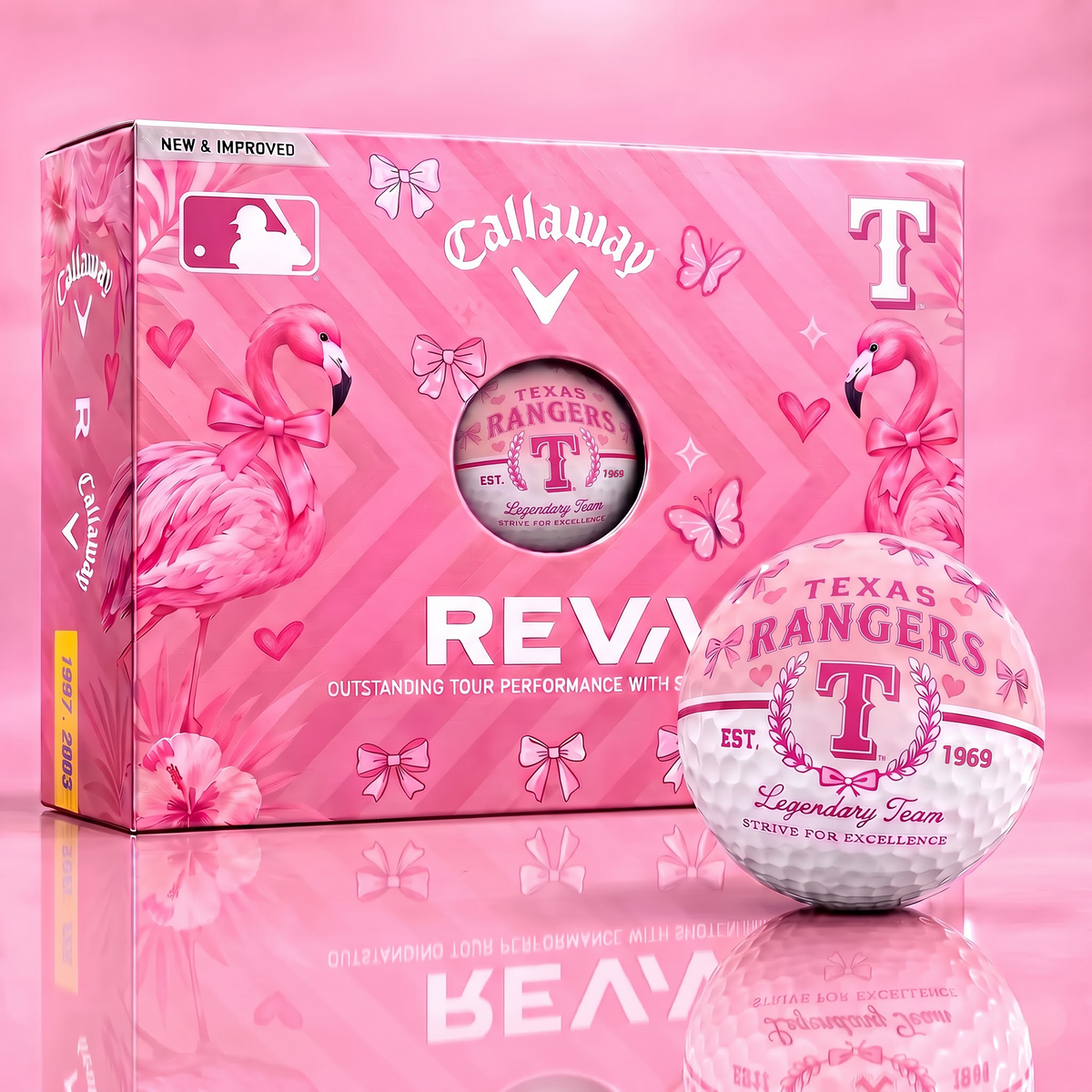 TR x Custom MLB Pink Coquette Ladies Golf Balls