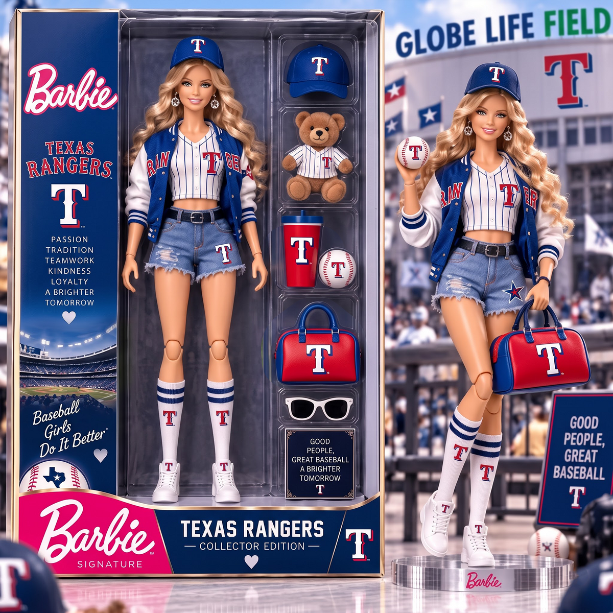 TR x Personalized MLB Barbie Acrylic Block Plaque Figure Set